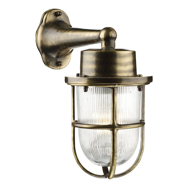 Harbour 1 Light Down Wall Light Antique Brass IP64 by David Hunt Lighting