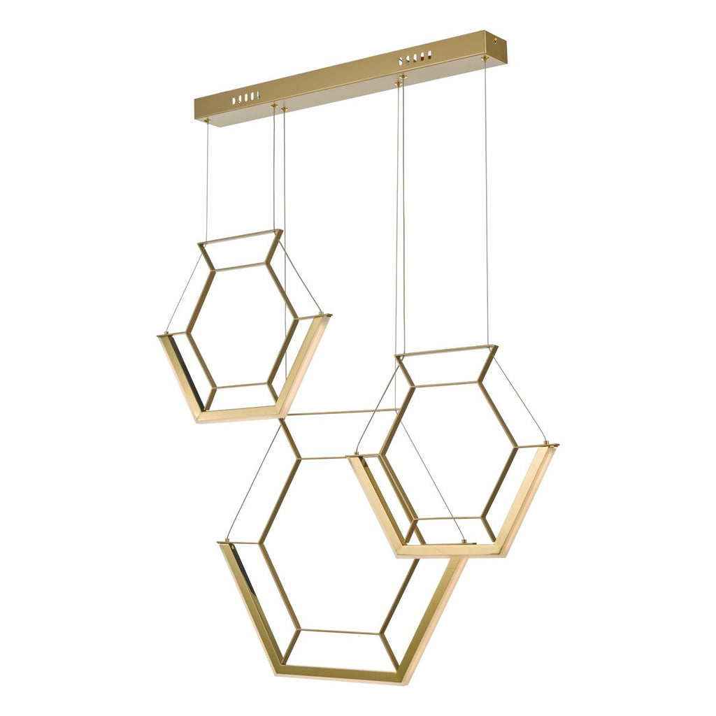 dar-lighting-hexagon-3lt-pendant-gold-led