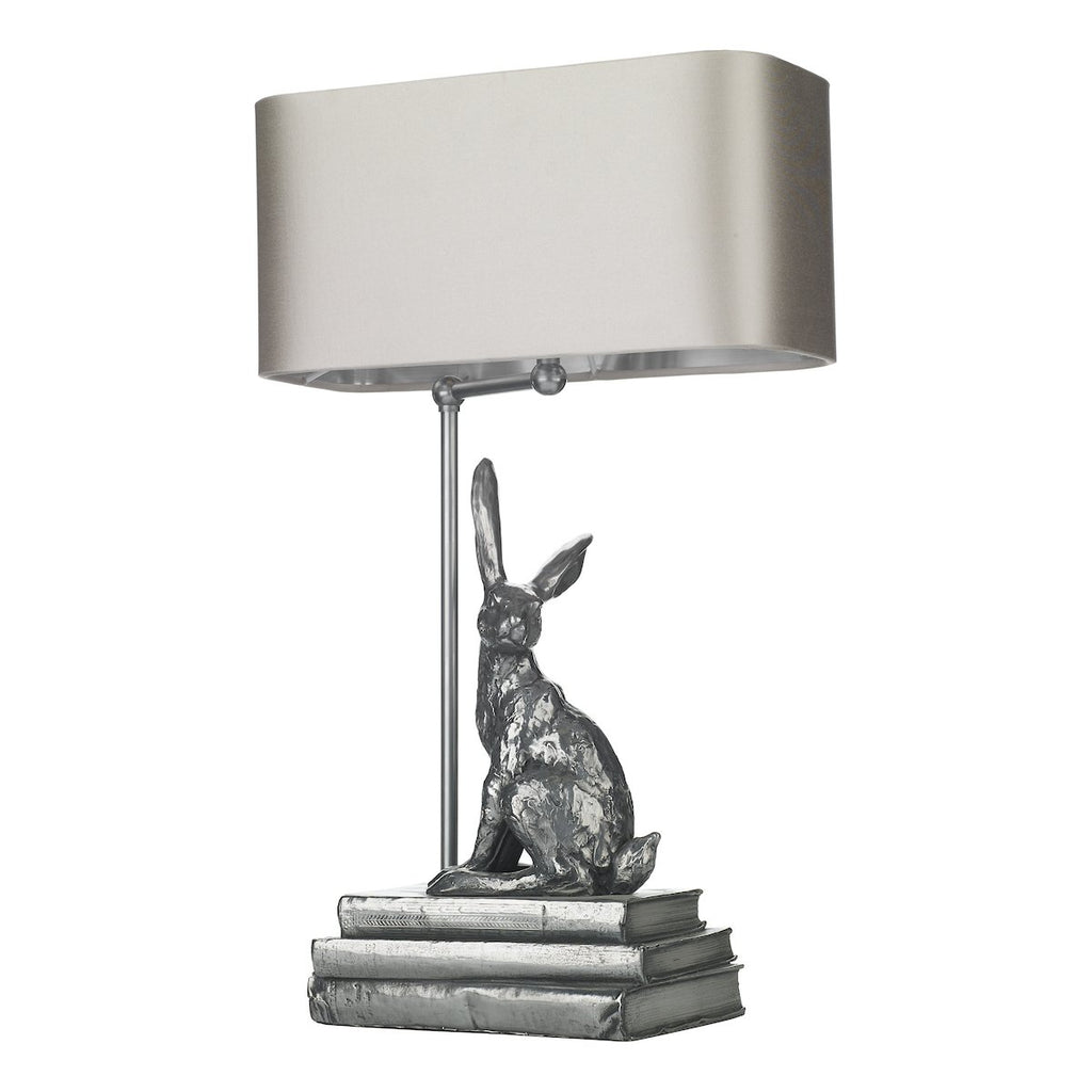 HOPPER table lamp in pewter, left facing by David Hunt Lighting