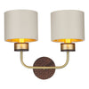 HUNTER Double wall light in butter brass with leather effect by David Hunt Lighting