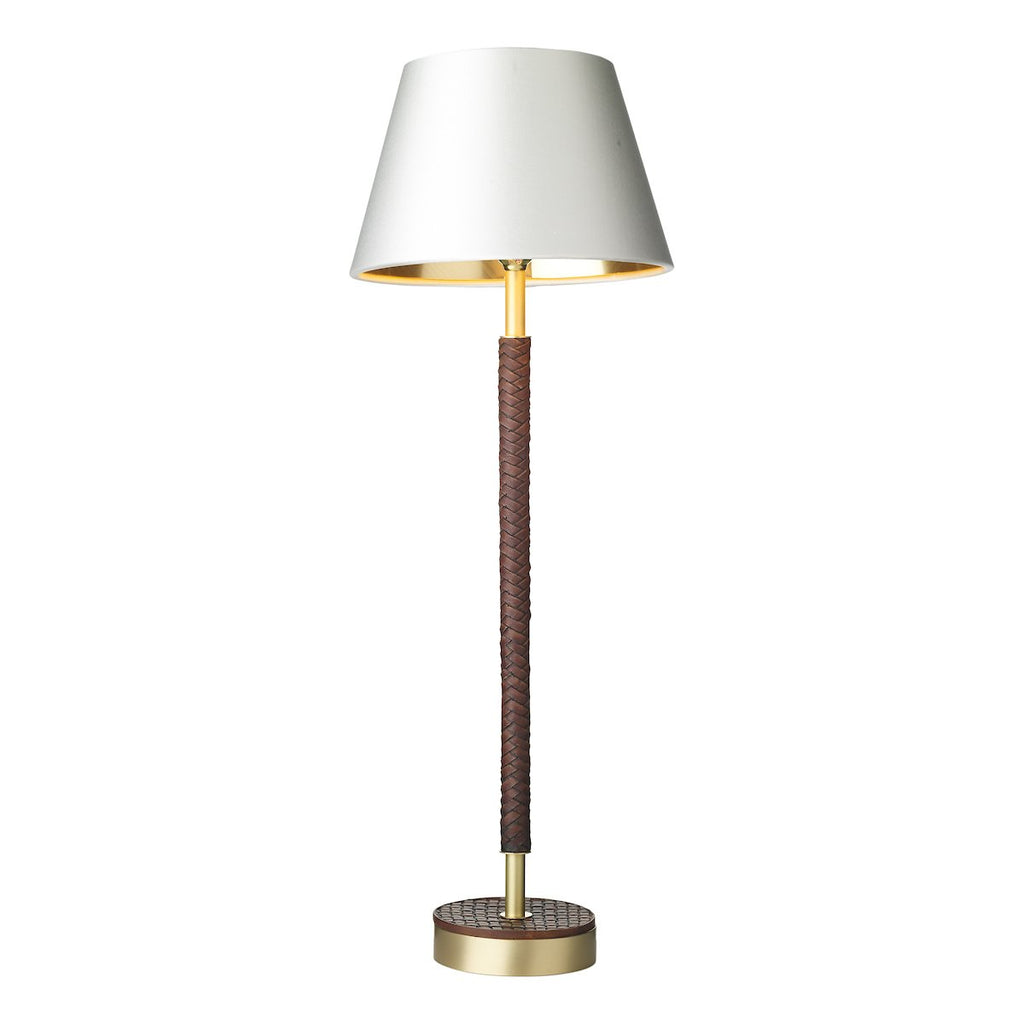 HUNTER Table lamp in butter brass with leather effect by David Hunt Lighting