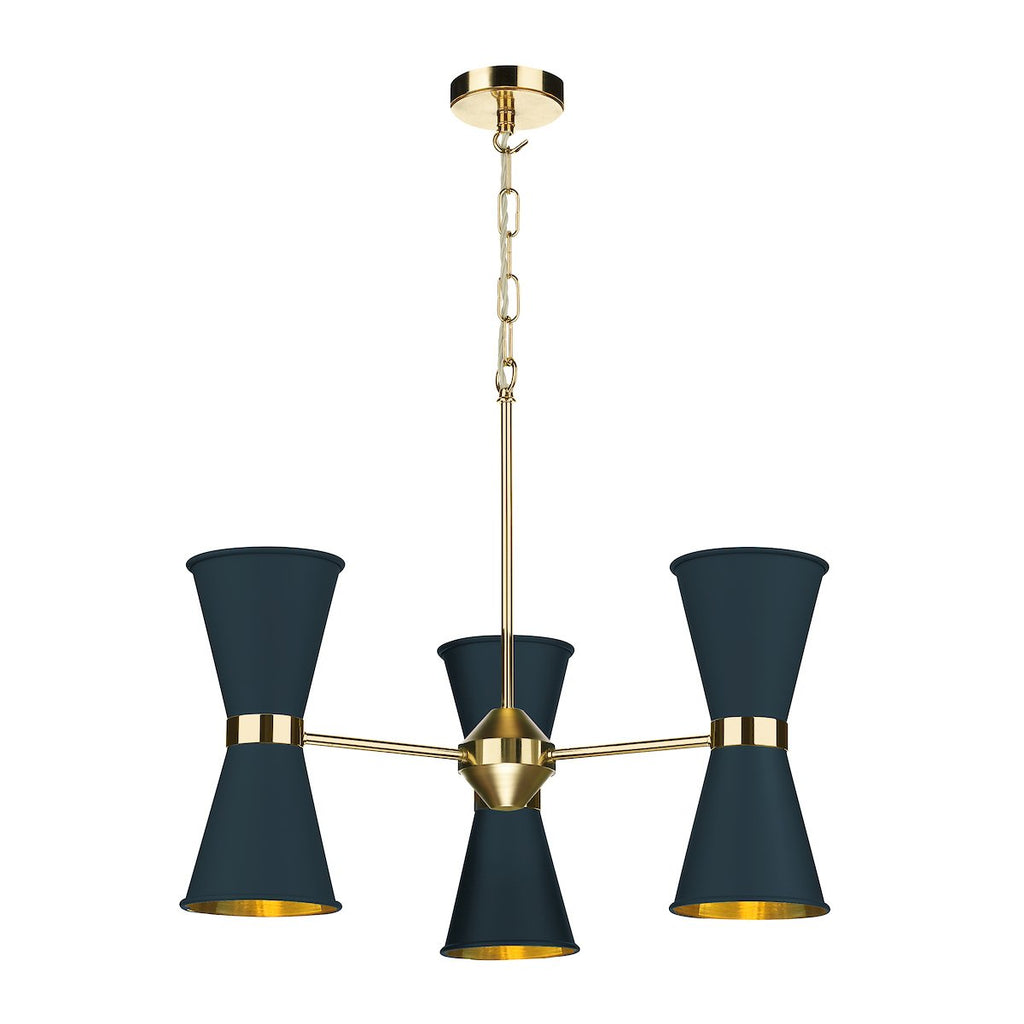 Hyde 6lt Pendant Polished Brass Black by David Hunt Lighting