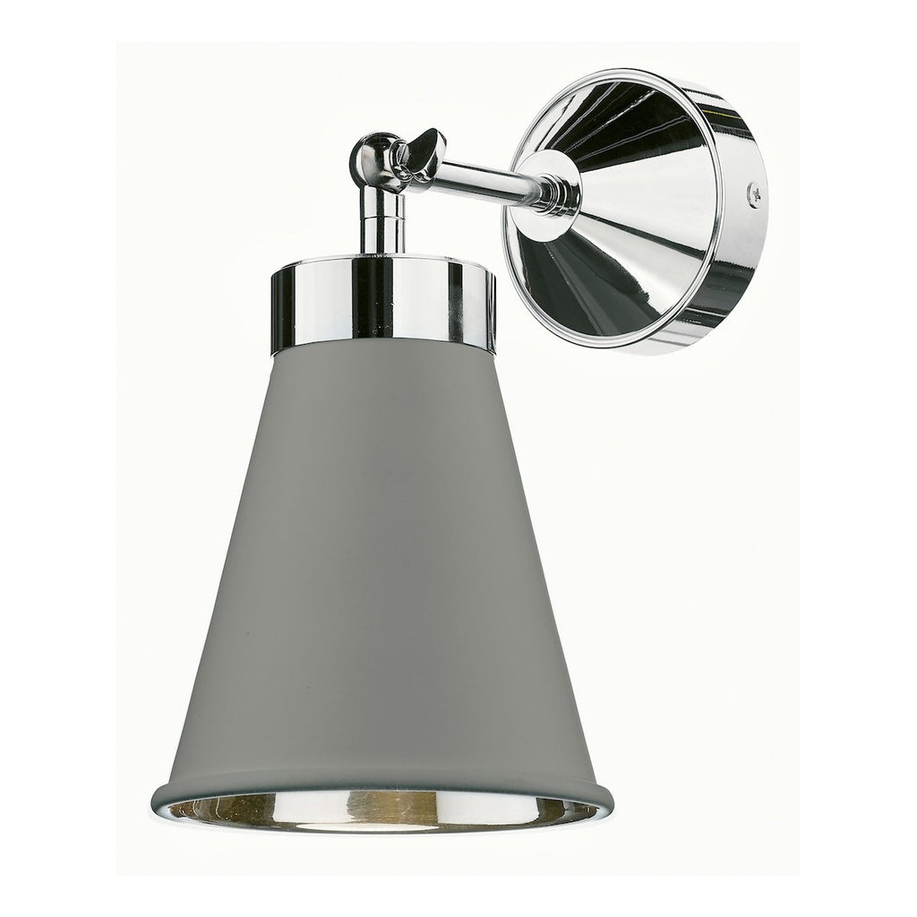 Hyde Single Wall Light in Chrome comes with Powder Grey metal shade by David Hunt Lighting