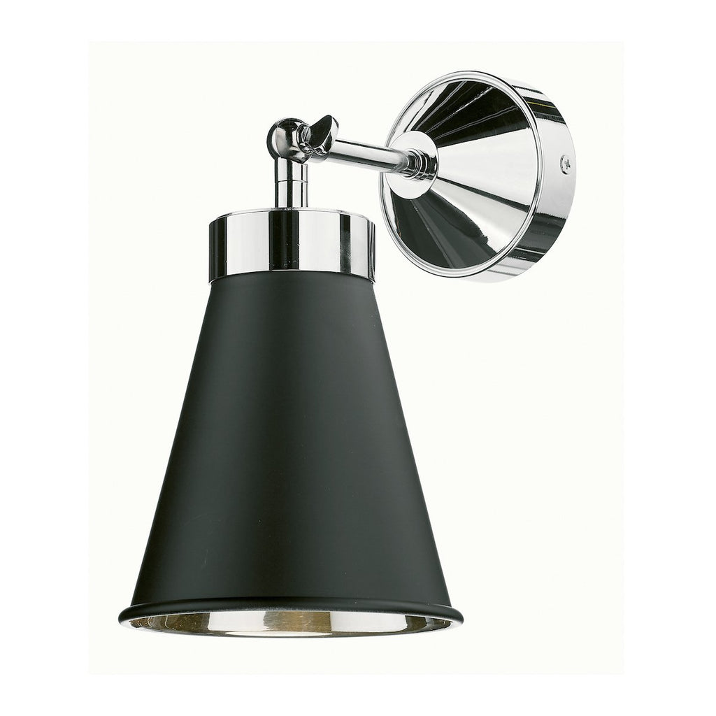 Hyde Single Wall Light in Chrome comes with Black metal shade by David Hunt Lighting