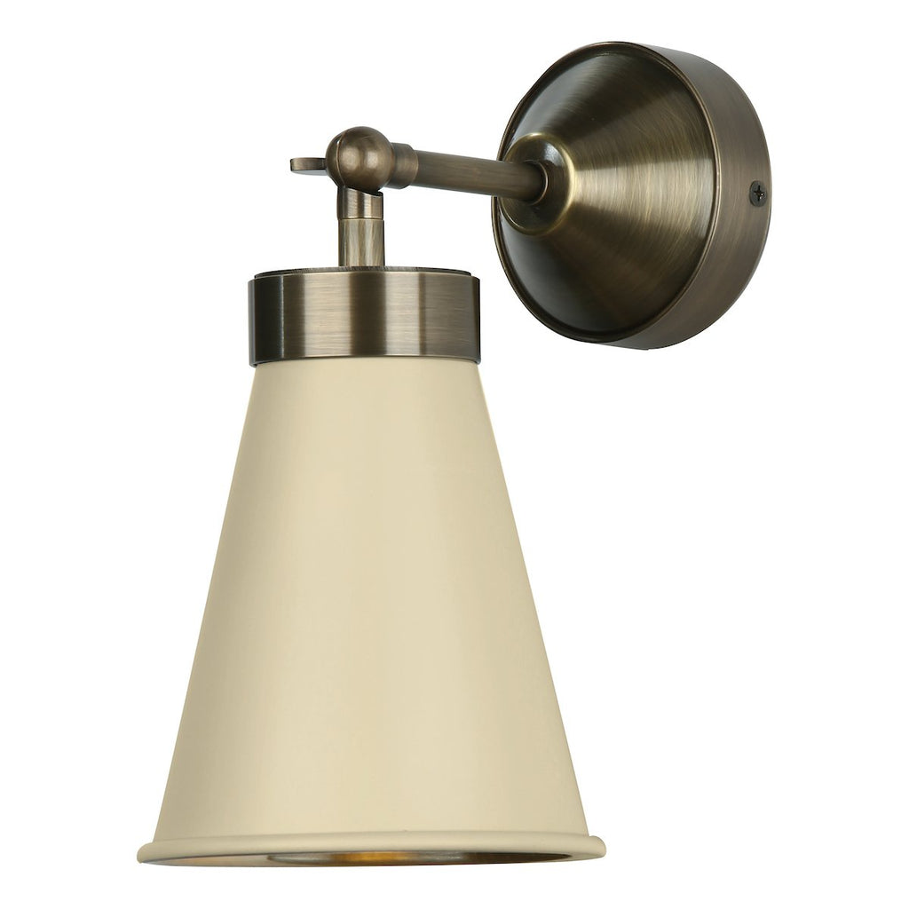 Hyde Single Wall Light Antique Brass comes with Cotswold Cream metal shade by David Hunt Lighting