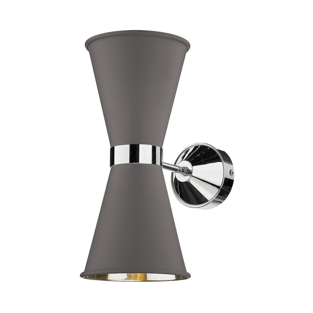 Hyde Double Wall Light in Chrome comes with Powder Grey metal shade by David Hunt Lighting