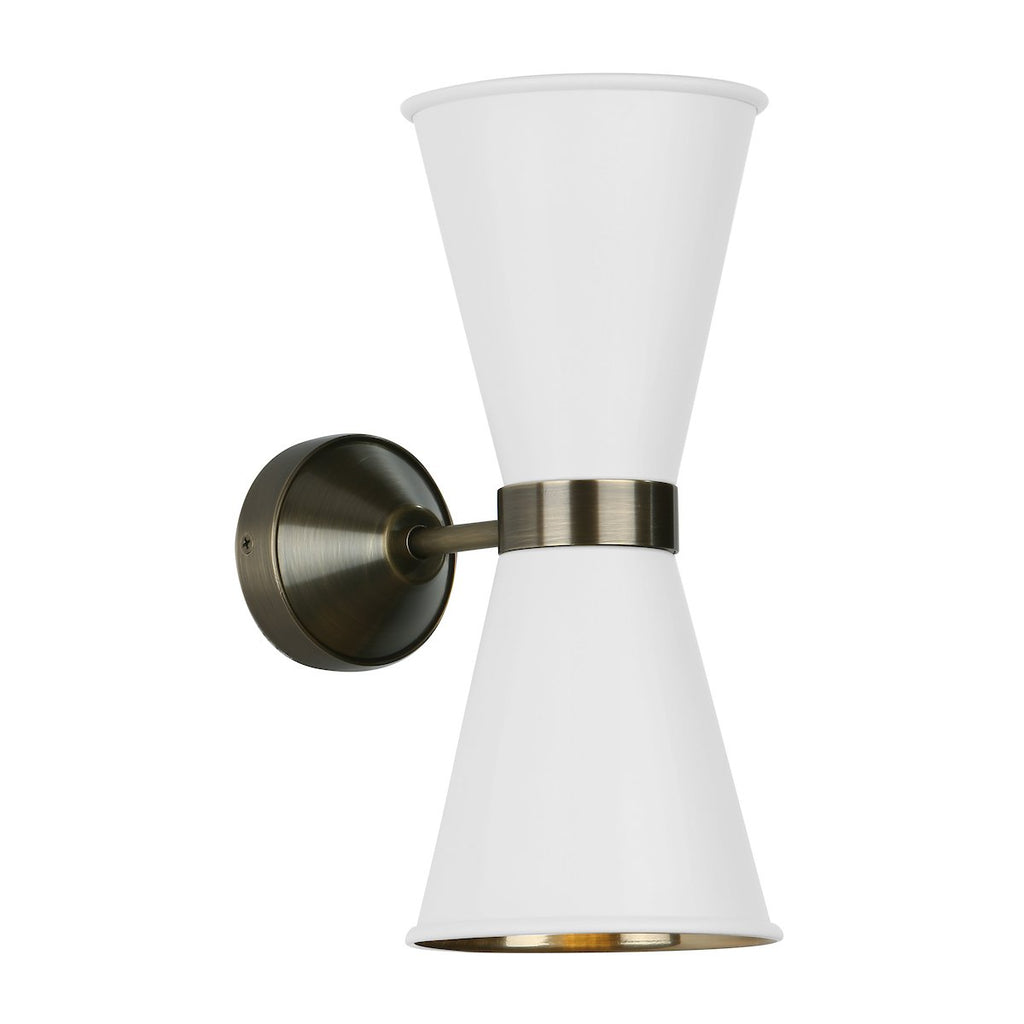 Hyde Double Wall Light Antique Brass comes with River Blue metal shade by David Hunt Lighting