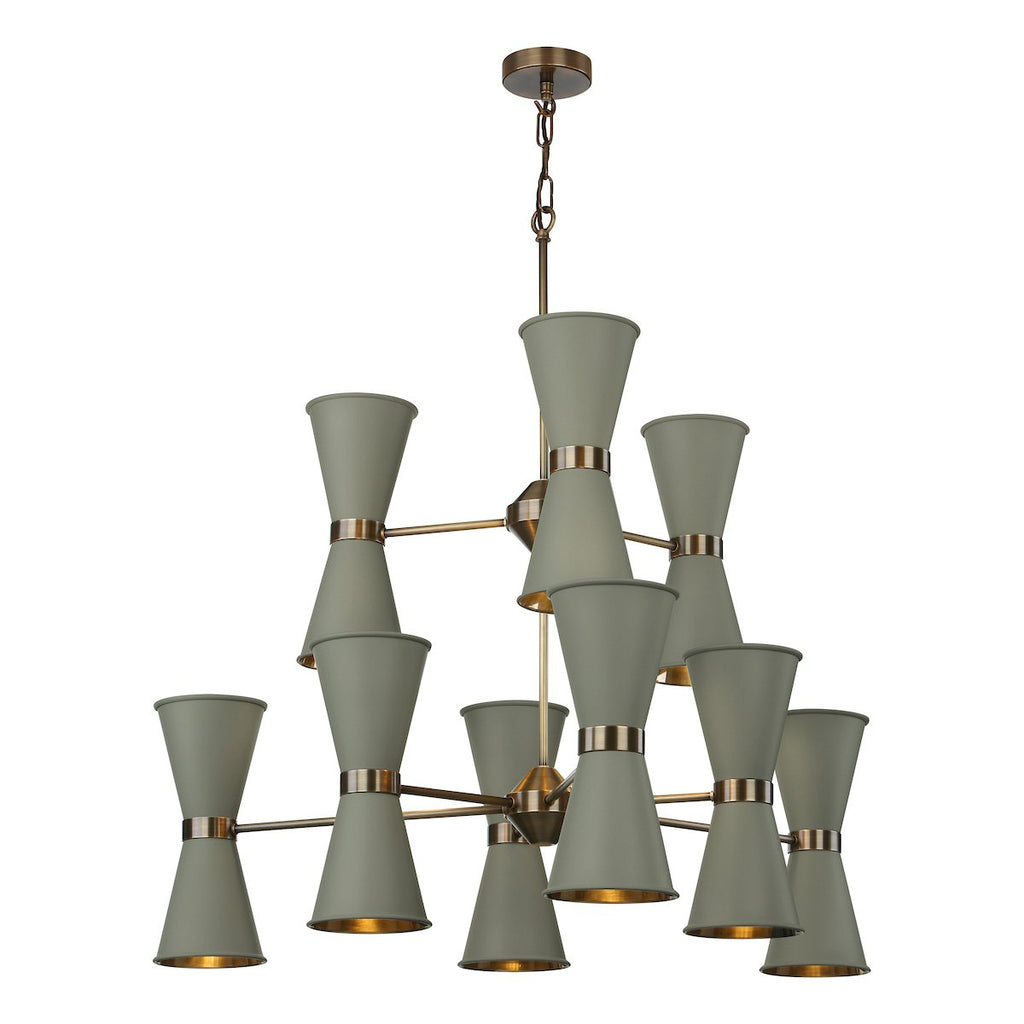 Hyde 18 Light Pendant Antique Brass comes with Powder Grey metal shade by David Hunt Lighting