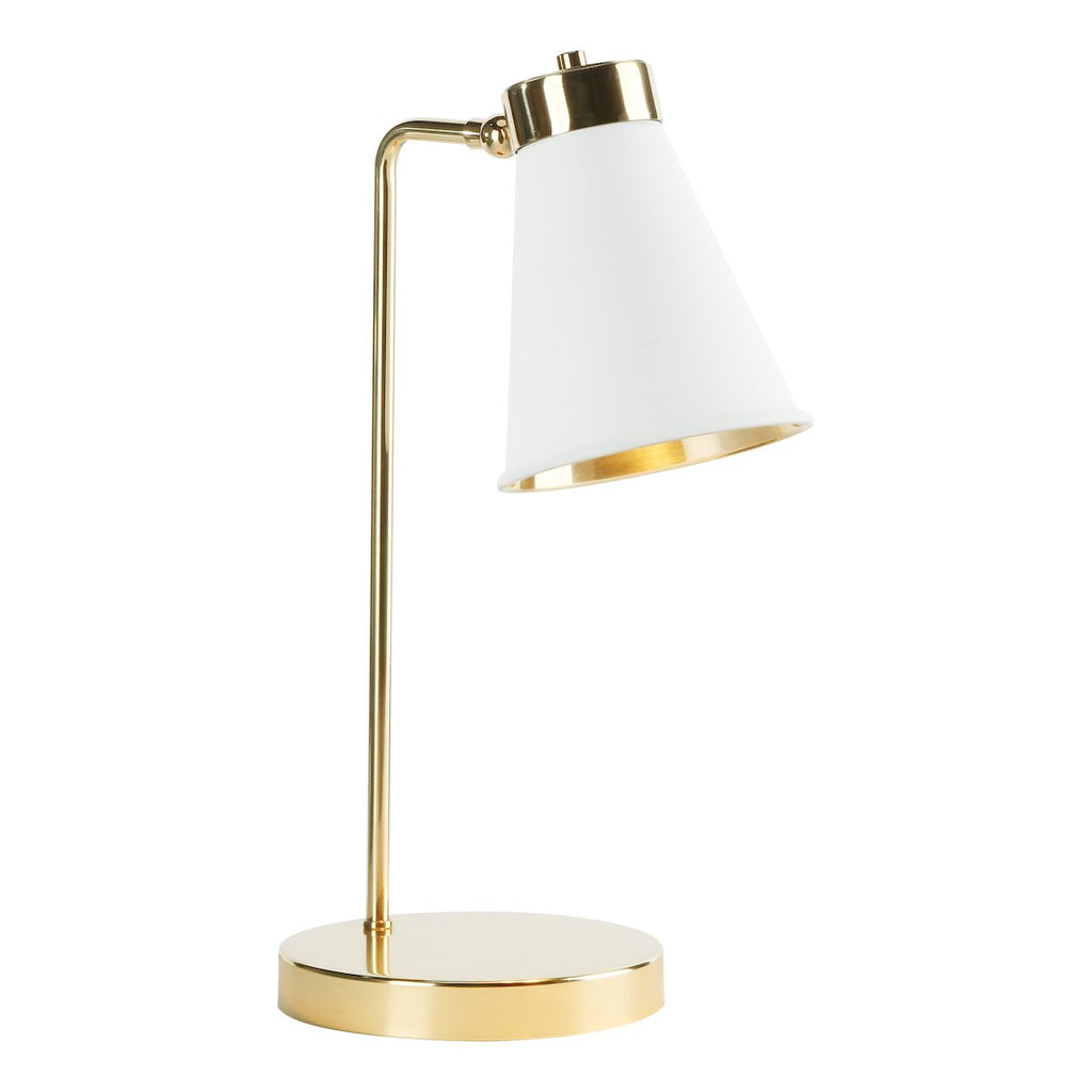 Hyde 1Lt Table Lamp Polished Brass with Arctic White metal shade by David Hunt Lighting