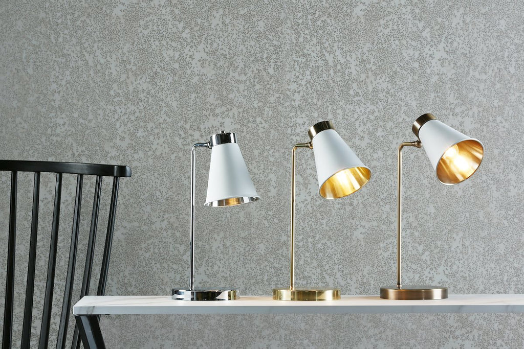 Hyde 1Lt Table Lamp Polished Brass with Pebble metal shade by David Hunt Lighting