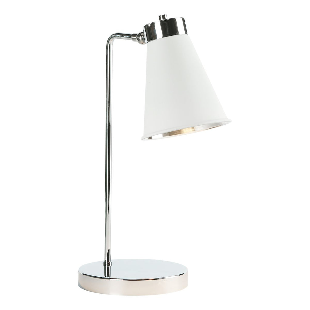 Hyde 1Lt Table Lamp Polished Chrome with Arctic White metal shade by David Hunt Lighting