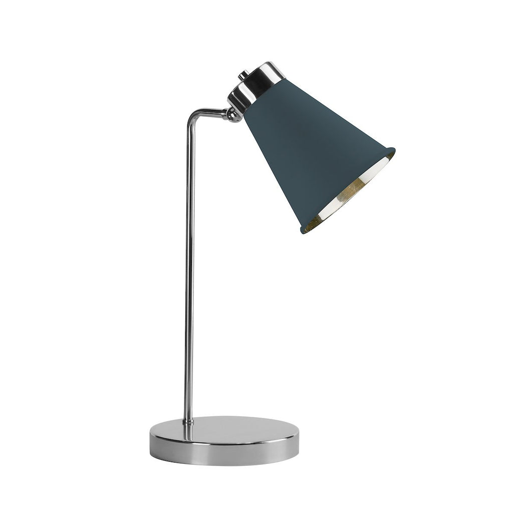 Hyde 1Lt Table Lamp Polished Chrome with Smoke Blue metal shade by David Hunt Lighting