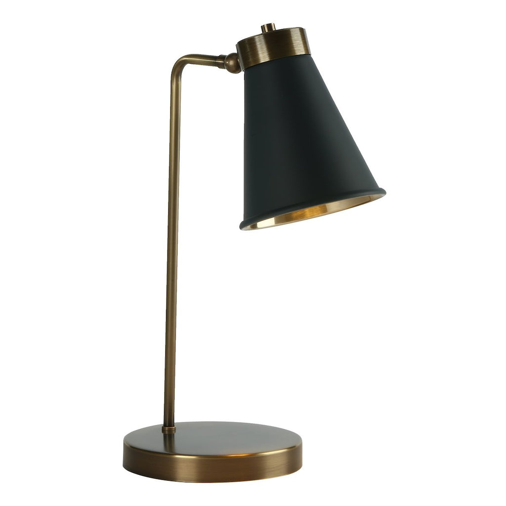 Hyde 1Lt Table Lamp Antique Brass with Black metal shade by David Hunt Lighting