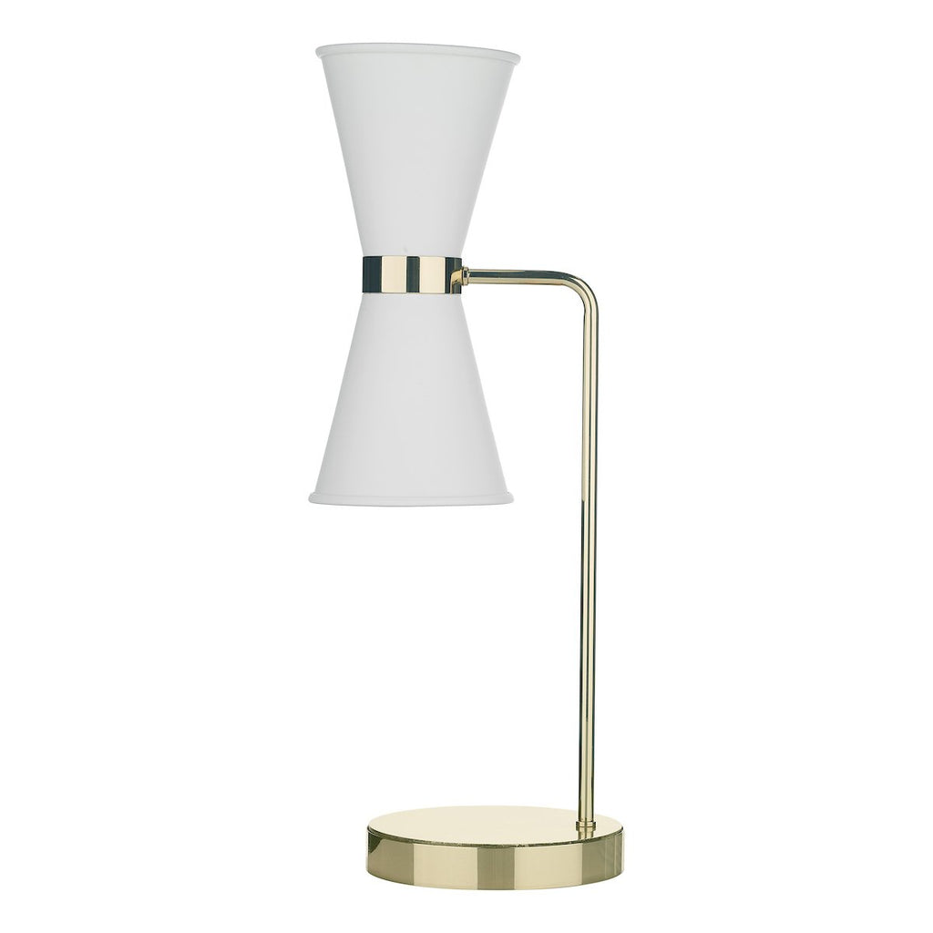 Hyde 2Lt Table Lamp Polished Brass with Arctic White metal shade by David Hunt Lighting