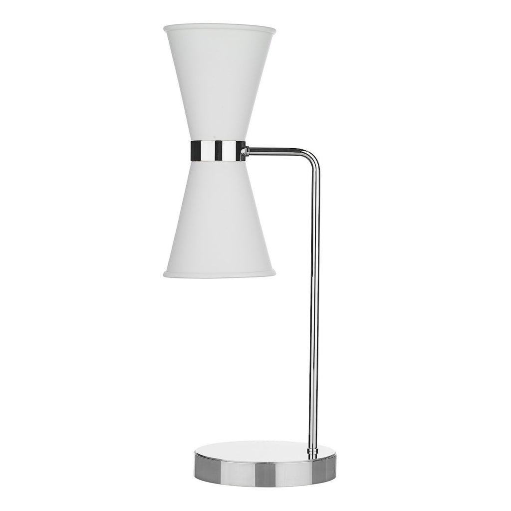 Hyde 2Lt Table Lamp Polished Chrome with Arctic White metal shade by David Hunt Lighting