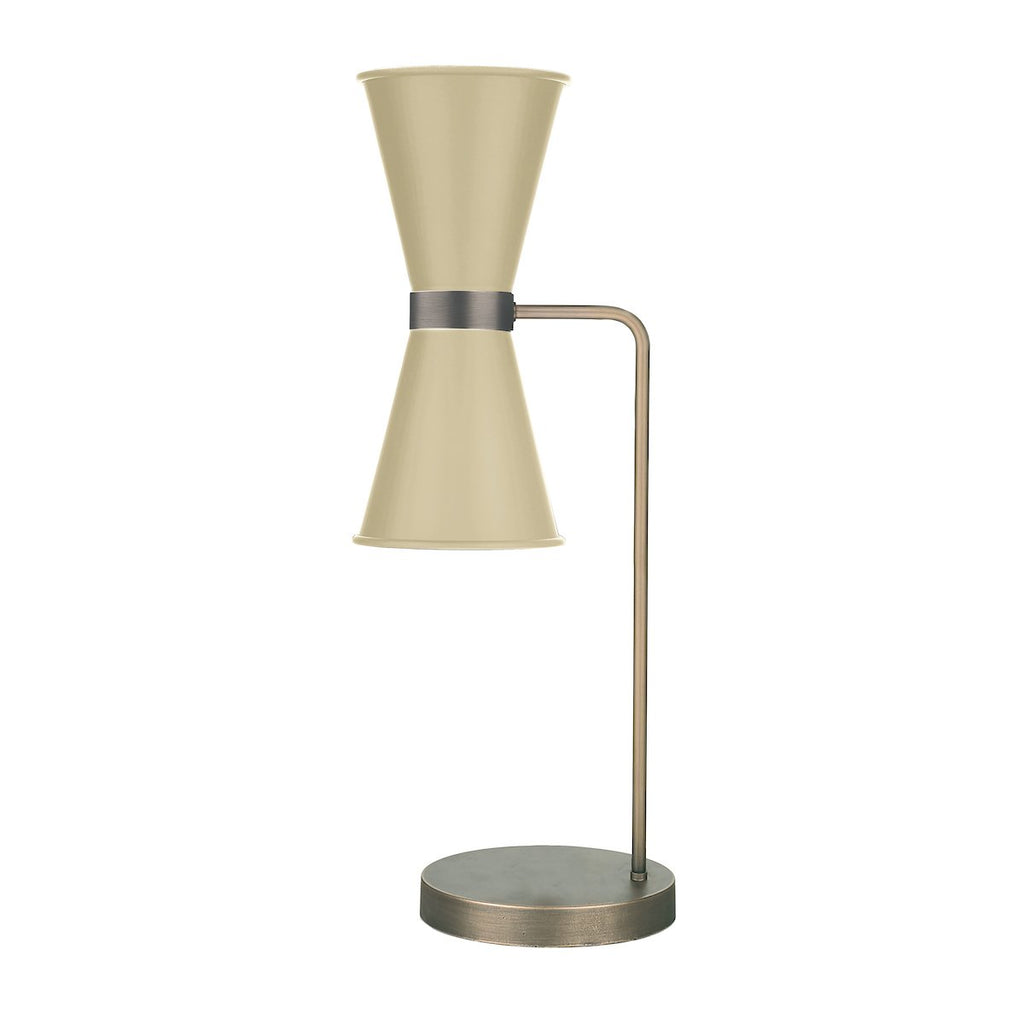Hyde 2Lt Table Lamp Antique Brass with Cotswold Cream metal shade by David Hunt Lighting