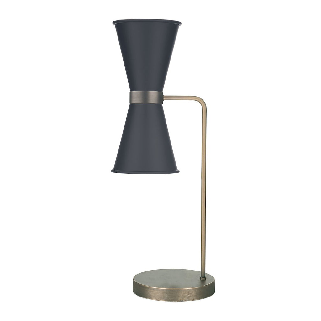 Hyde 2Lt Table Lamp Antique Brass with Smoke Blue metal shade by David Hunt Lighting