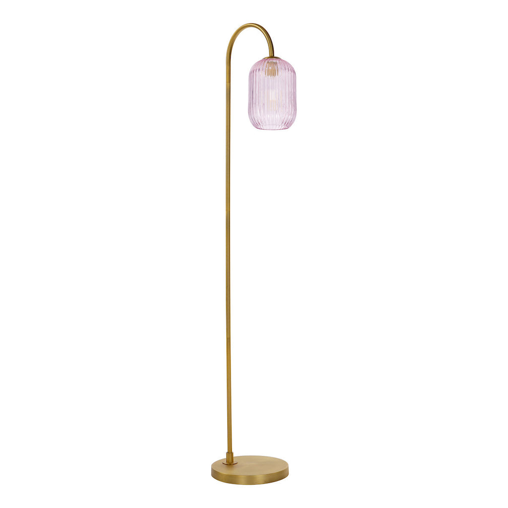 Dar Lighting - Idra Floor Lamp Aged Bronze and Champagne Ribbed Glass