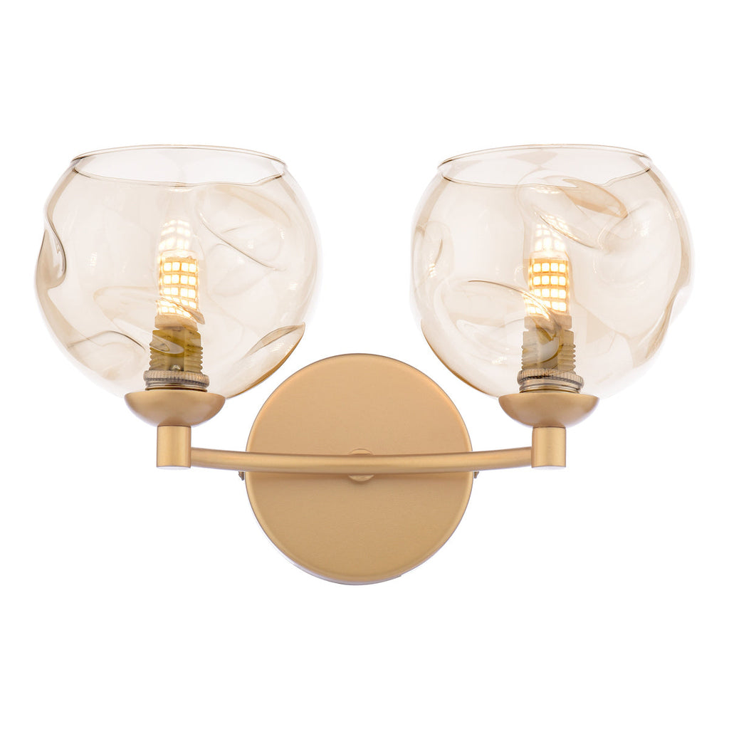 Dar Lighting -  Izzy 2 Light Wall Light Polished Gold & Champagne Dimpled Glass