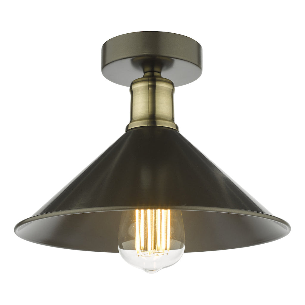 dar-lighting-Jalen-1-Light-Flush-Graphite-Antique-Brass