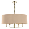 dar-lighting-Jamelia-5lt-Pendant-Antique-Brass-&-Taupe-Shade