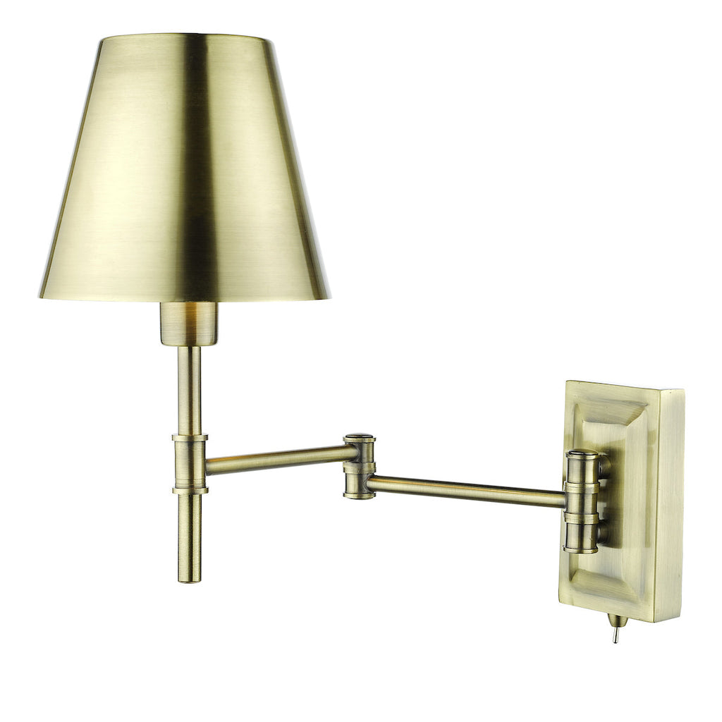 dar-lighting-Kensington-1-Light-Swing-Arm-Wall-Light-Antique-Brass