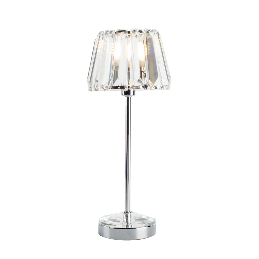 Capri Small Table Lamp Polished Chrome With Crystal Glass Shade by Laura Ashley