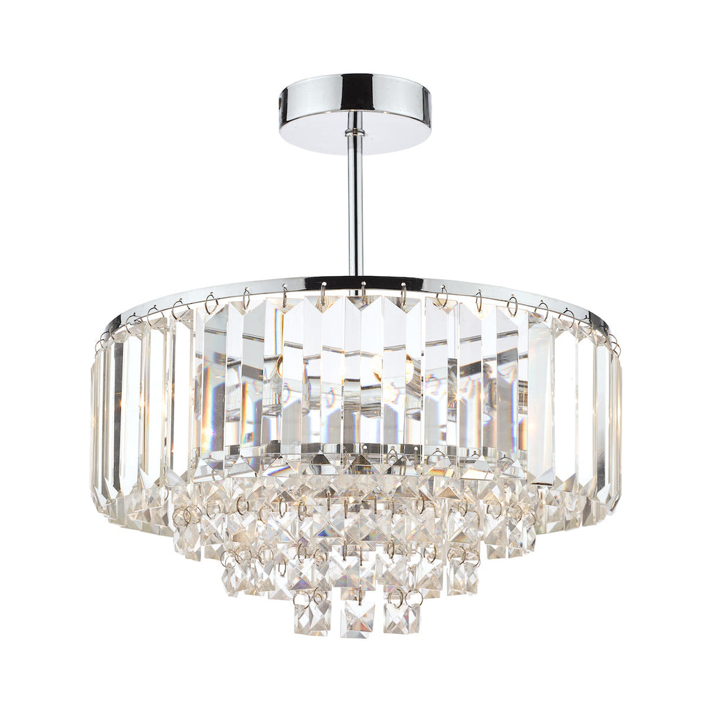 Vienna Crystal & Polished Chrome 3 Light Semi Flush Ceiling Light by Laura Ashley