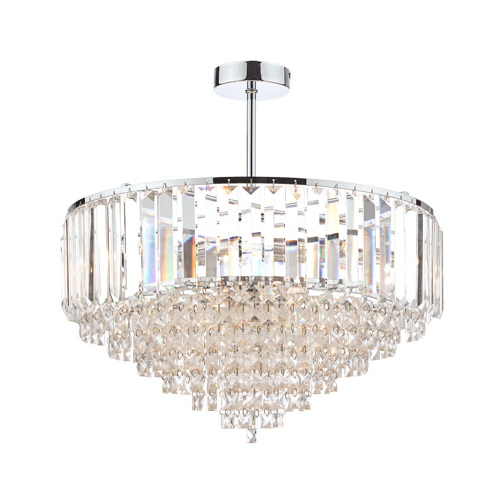 Vienna Crystal & Polished Chrome 5 Light Semi Flush Ceiling Light by Laura Ashley