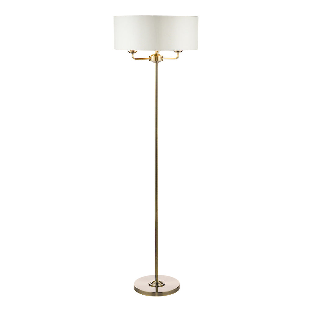 Sorrento Brushed Chrome 3 Light Floor Lamp with Natural Shade by Laura Ashley