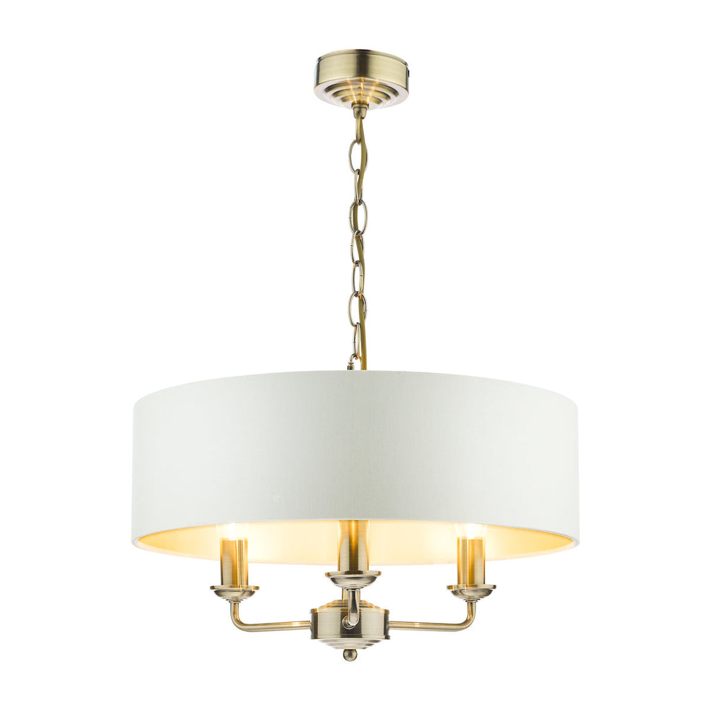 Sorrento Antique Brass 3 Light Armed Fitting Ceiling Light with Ivory Shade by Laura Ashley