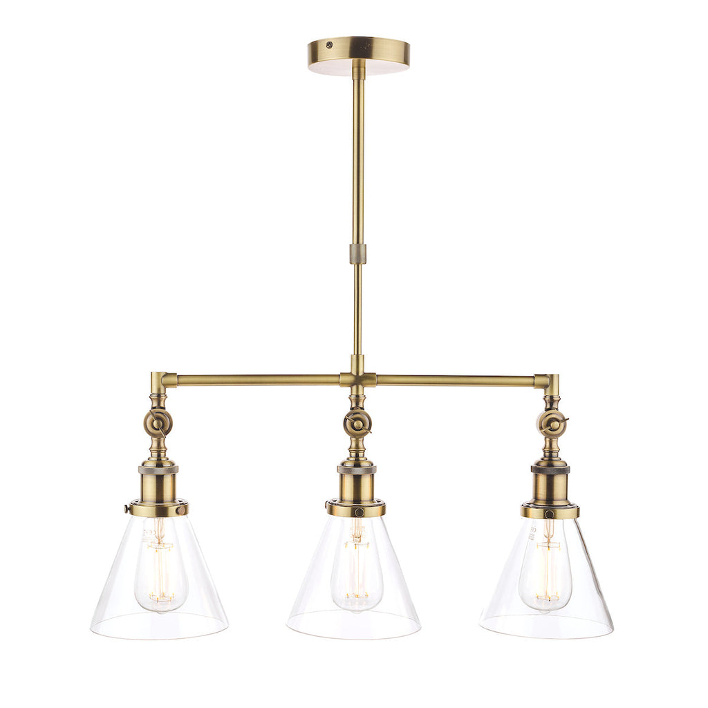 Isaac Antique Brass 3 Light Bar Pendant Ceiling Light by Laura Ashley