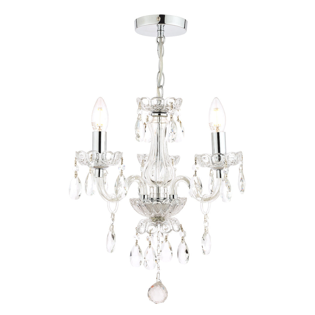Harriet 3 Light Crystal & Polished Chrome Chandelier by Laura Ashley