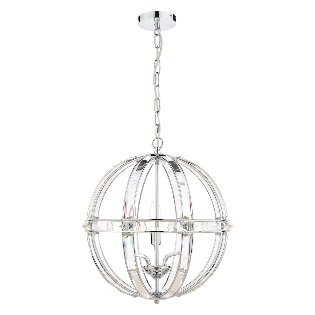 Aidan Glass & Polished Chrome 3 Light Globe Chandelier by Laura Ashley