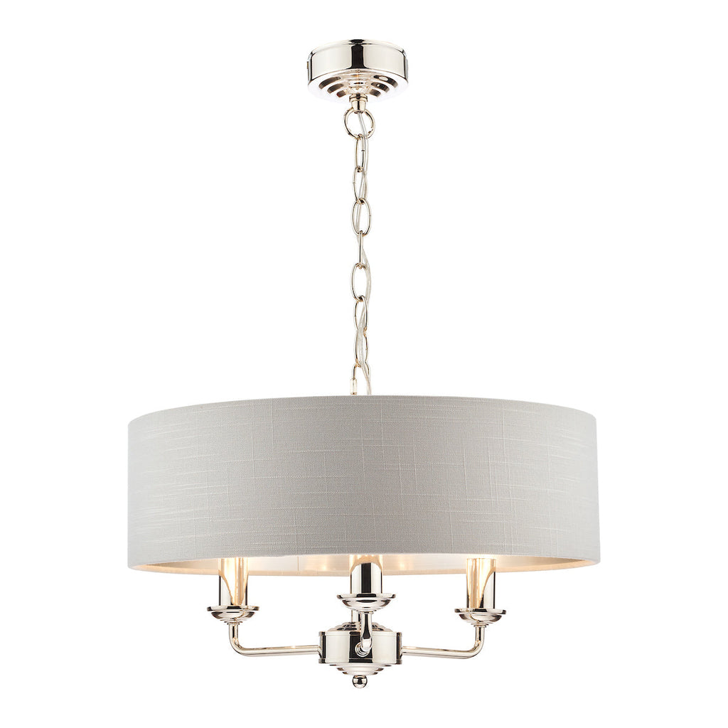 Sorrento Polished Nickel 3 Light Armed Fitting Ceiling Light with Silver Shade by Laura Ashley