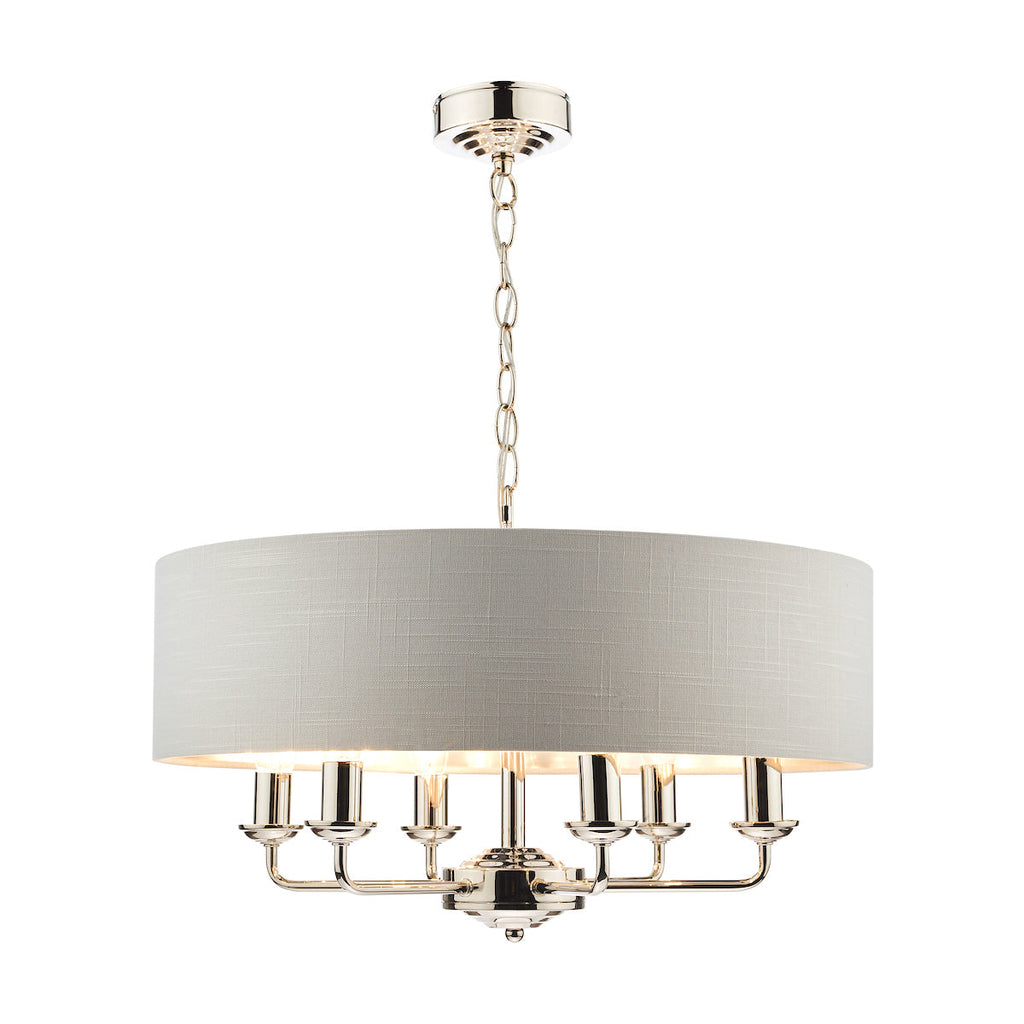 Sorrento Polished Nickel 6 Light Armed Fitting Ceiling Light with Silver Shade by Laura Ashley