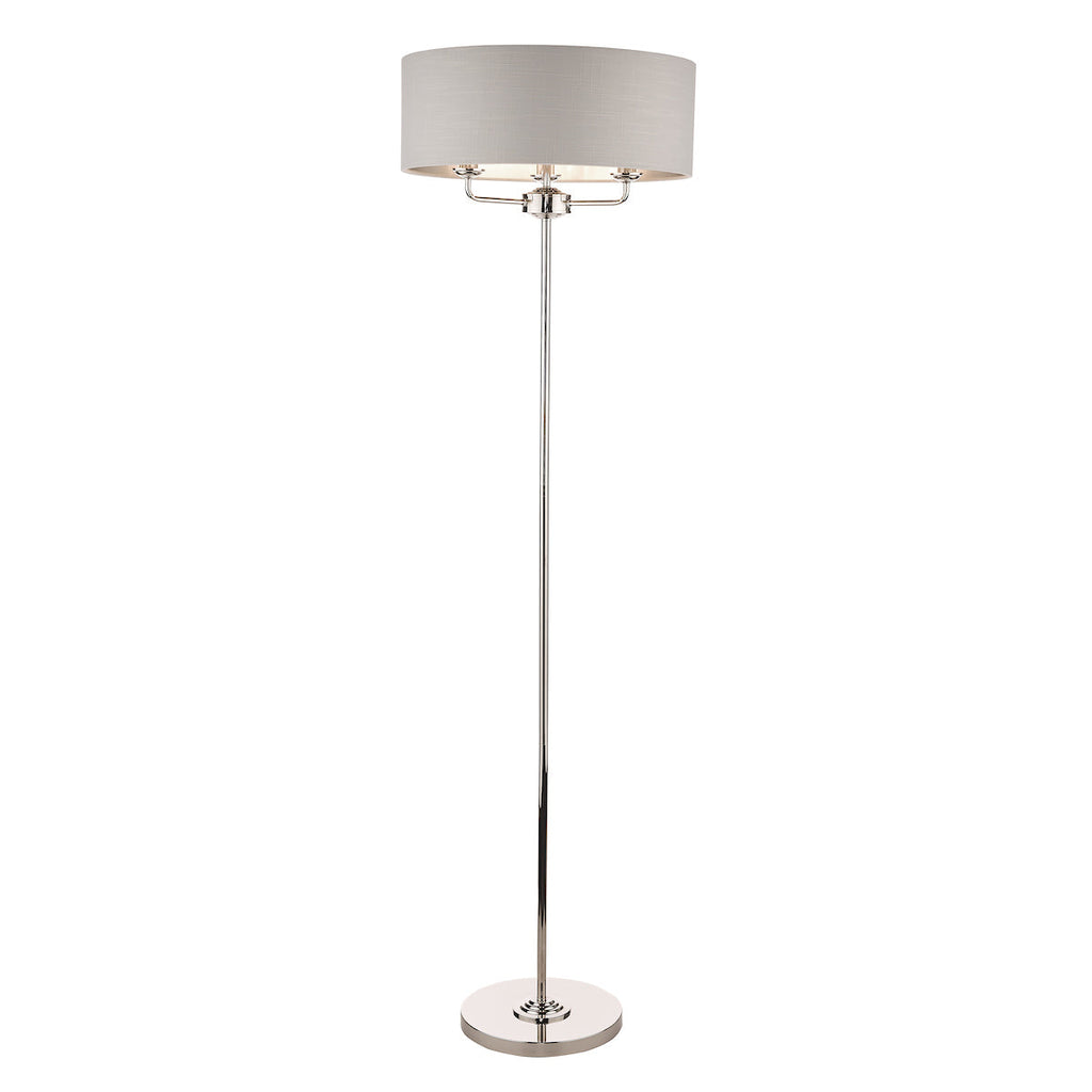 Sorrento Polished Nickel 3 Light Floor Lamp with Silver Shade by Laura Ashley