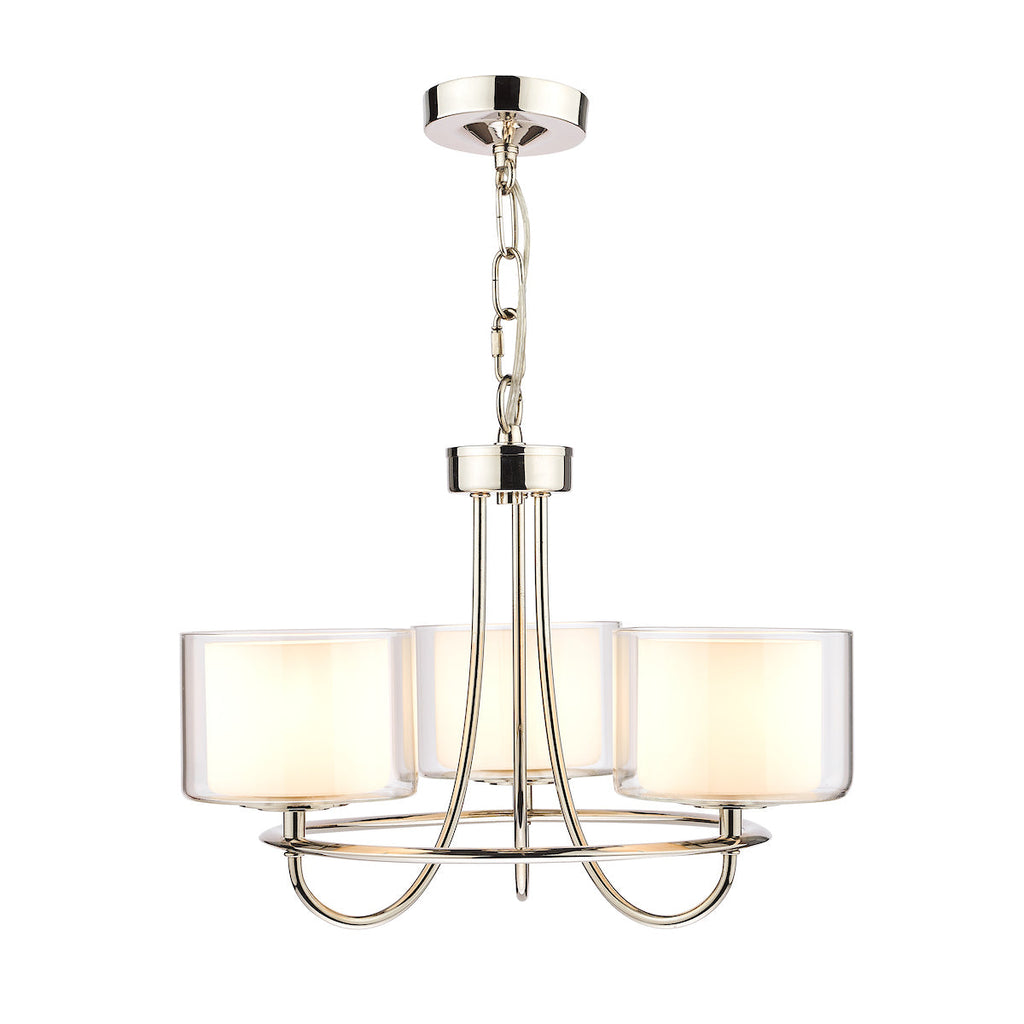 Southwell Polished Nickel 3 Light Chandelier & Glass Shades by Laura Ashley