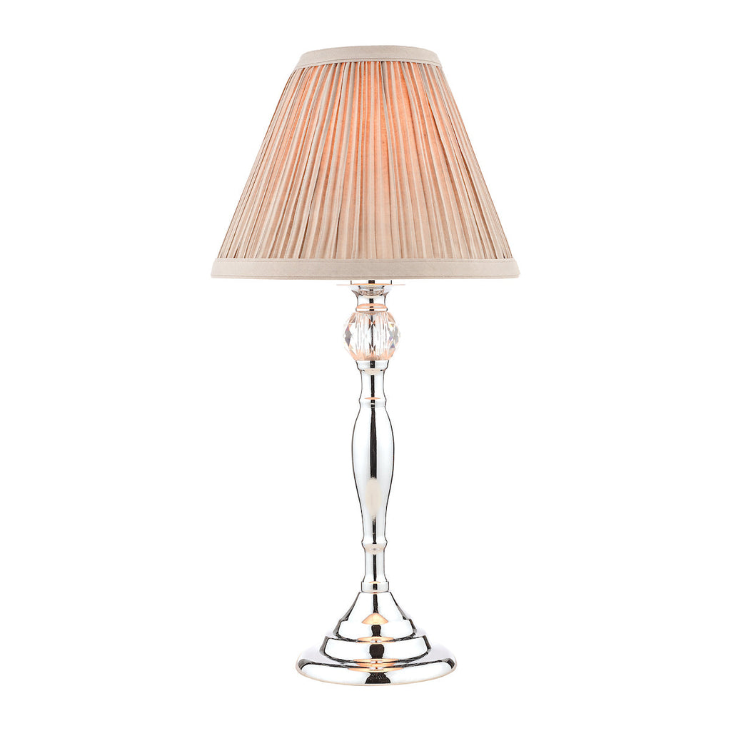 Ellis Polished Chrome Spindle Table Lamp with Grey Shade by Laura Ashley