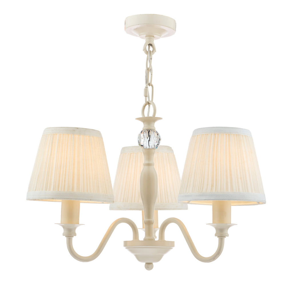 Ellis Satin-Painted Spindle 3 Light Chandelier with Ivory Shades by Laura Ashley