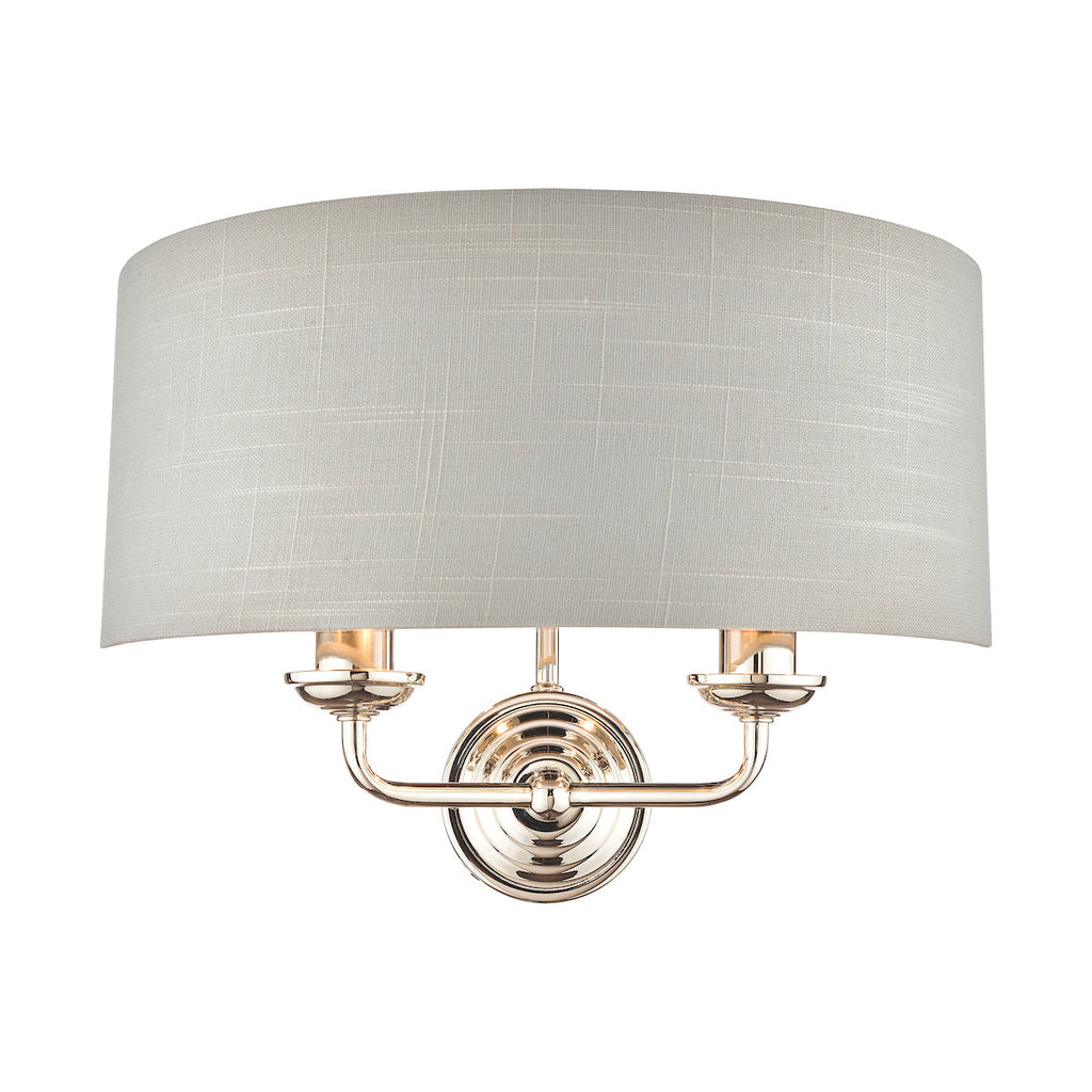Sorrento Polished Nickel 2 Light Wall Light with Silver Shade by Laura Ashley
