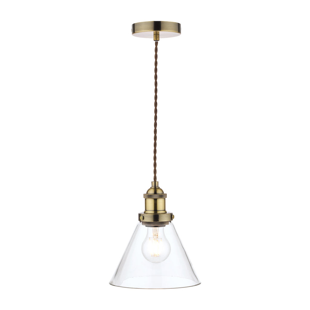 Isaac Antique Brass 1 Light Pendant Ceiling Light by Laura Ashley