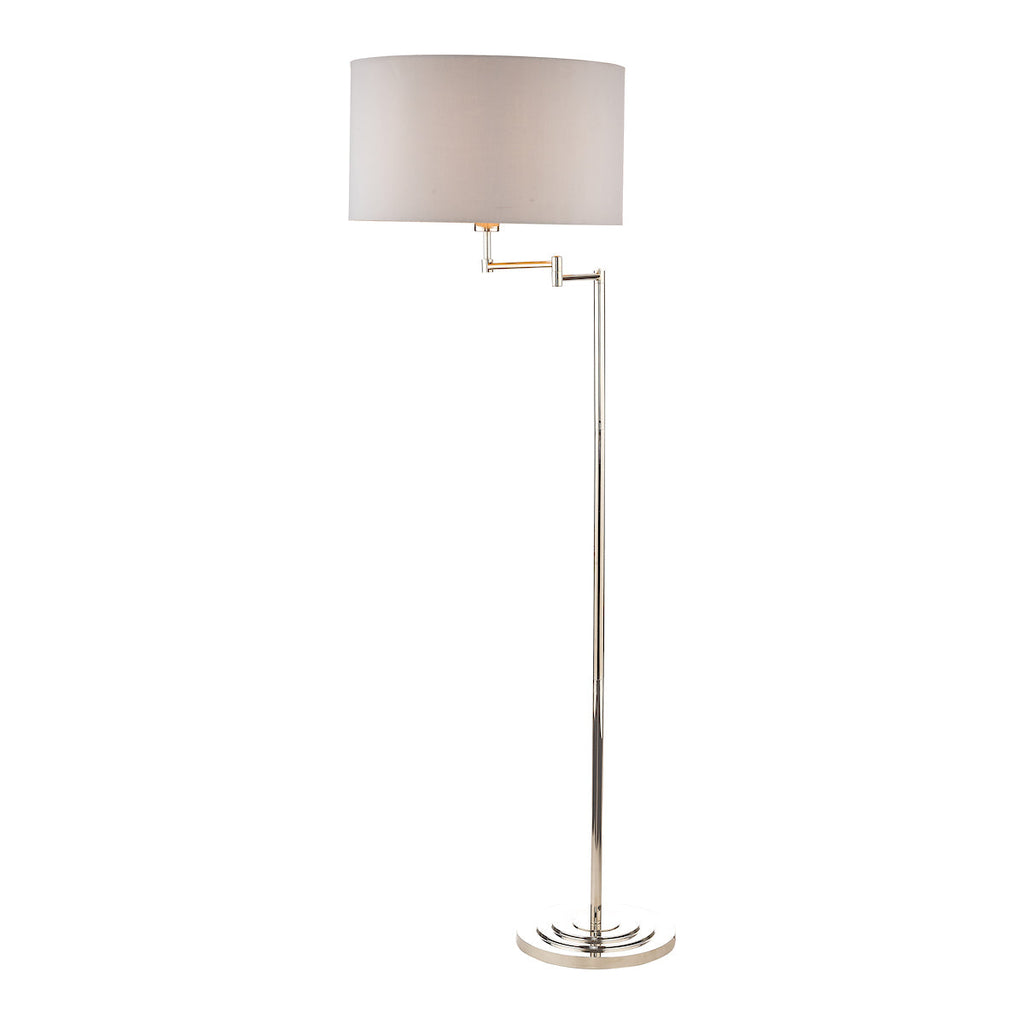 Marlowe Polished Nickel Swing Arm Floor Lamp with Shade by Laura Ashley