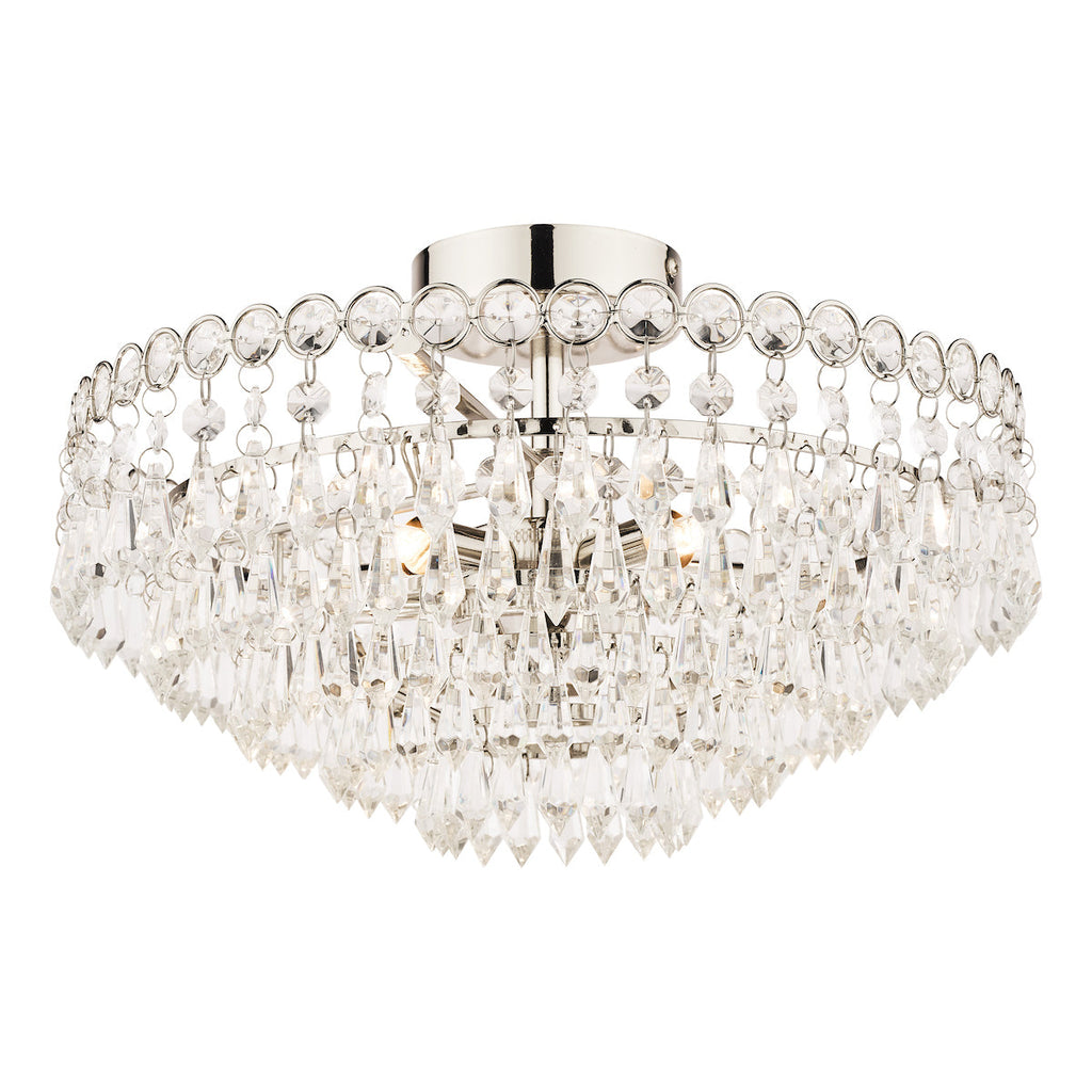 Enid 5lt Semi Flush Polished Nickel Crystal by Laura Ashley
