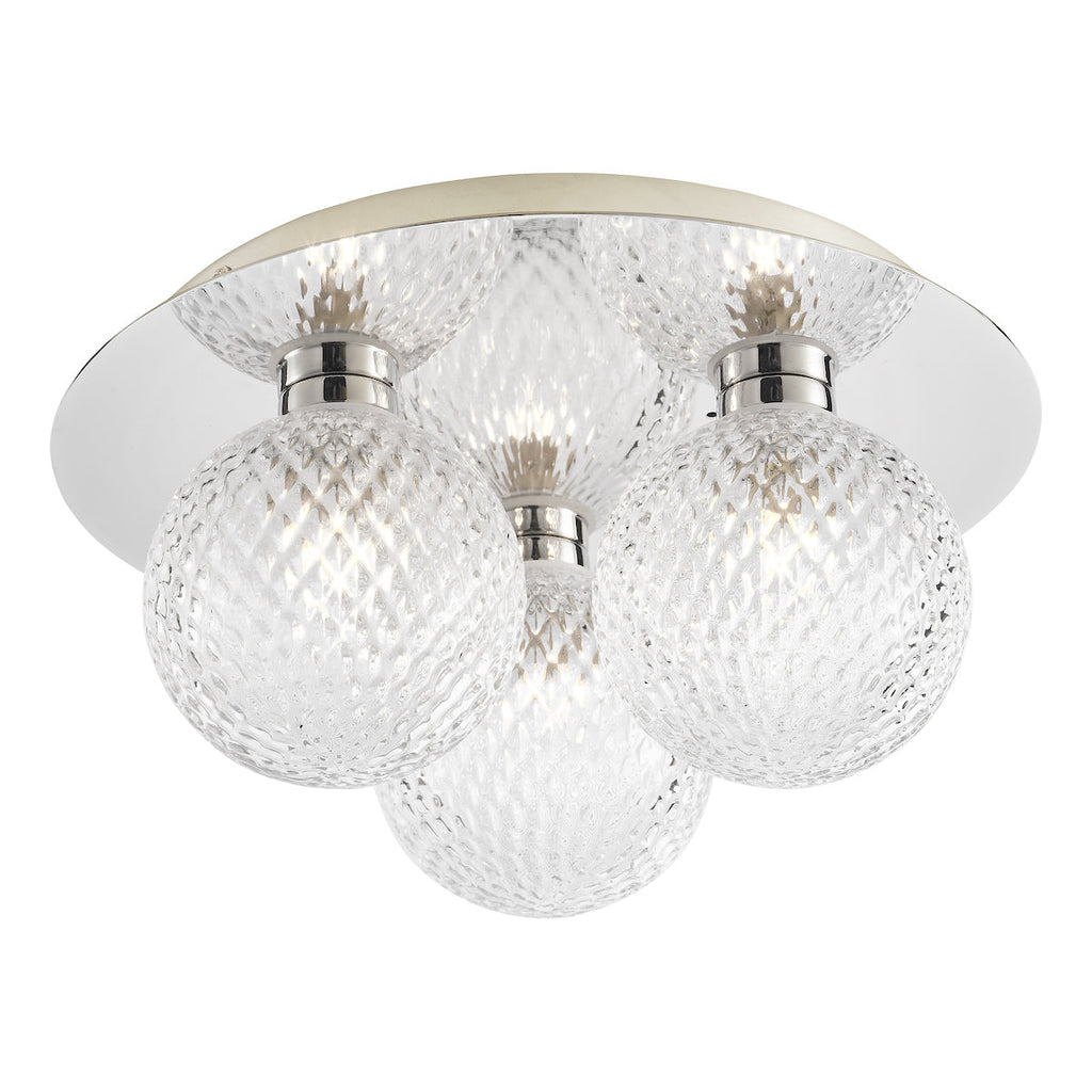 Prague 3lt Flush Bathroom Light Glass Polished Chrome IP44 by Laura Ashley