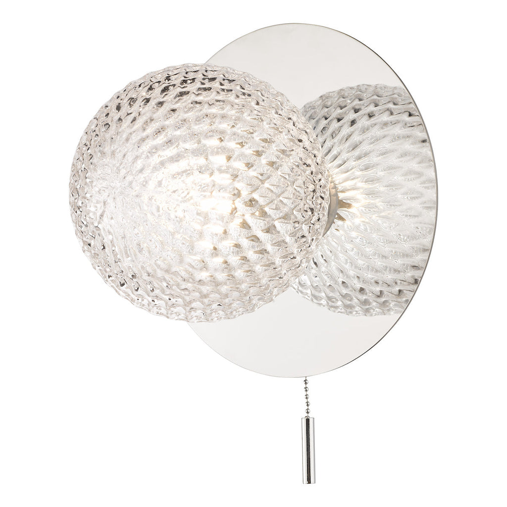 Prague Bathroom Wall Light Glass Polished Chrome IP44 by Laura Ashley