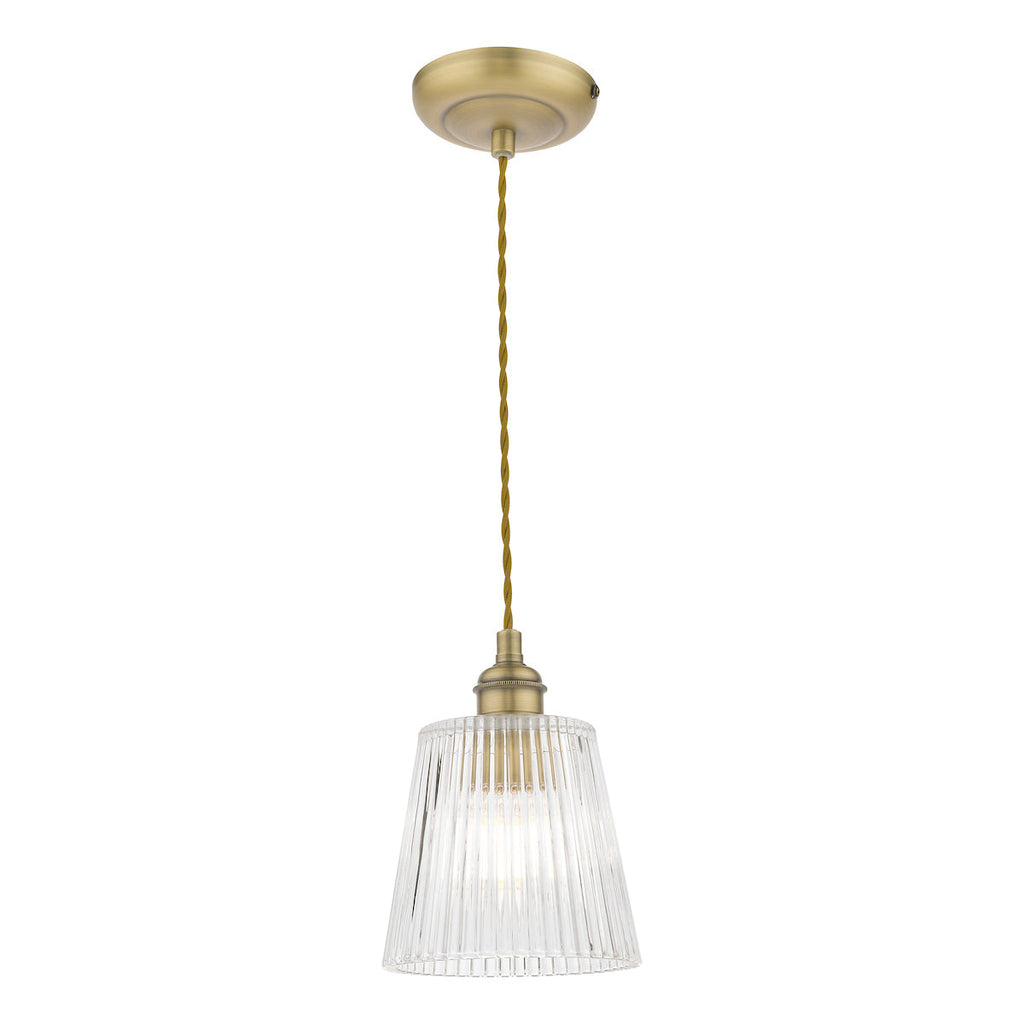Laura Ashley Callaghan Pendant Antique Brass Ribbed Glass by Laura Ashley