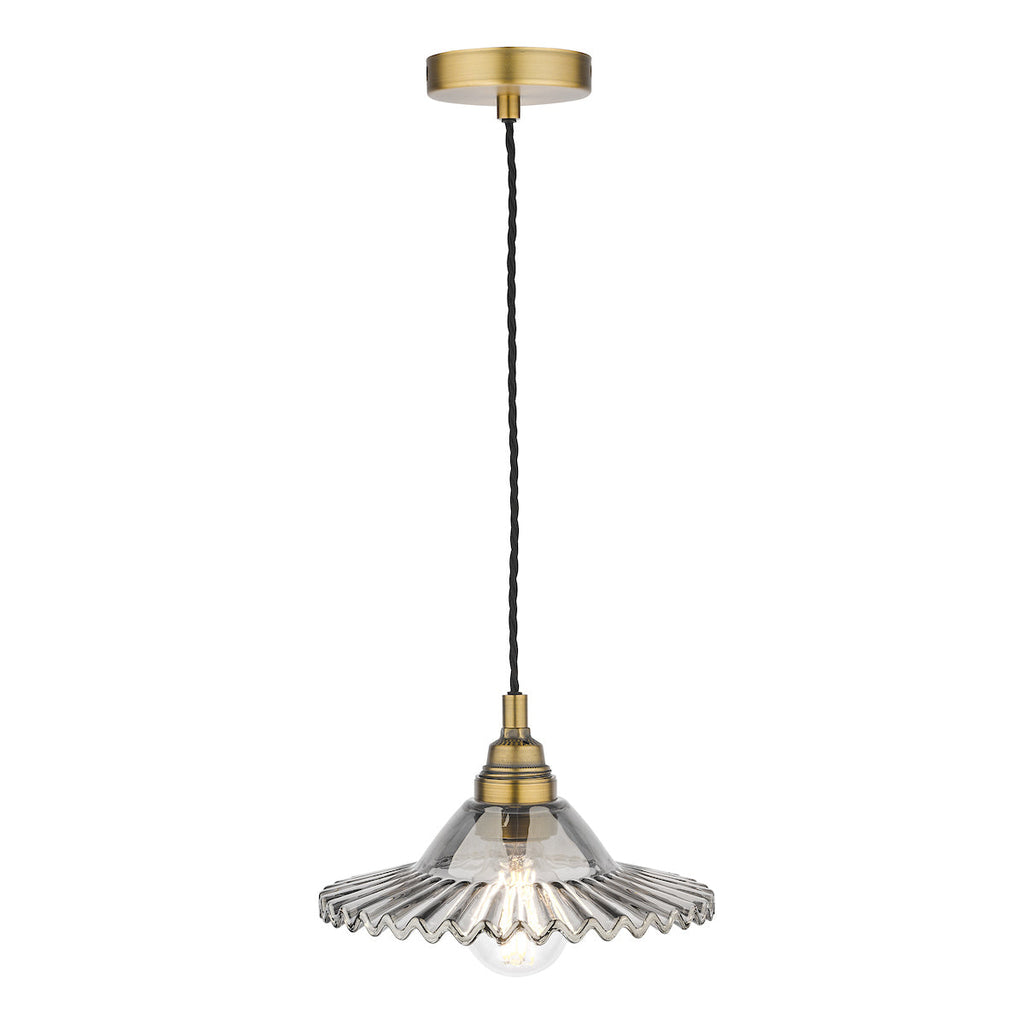 Pippa Pendant Aged Brass Smoked Glass by Laura Ashley