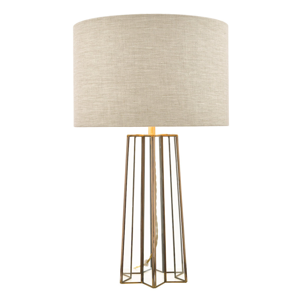 Star Table Lamp Antique Brass Glass With Shade by Laura Ashley