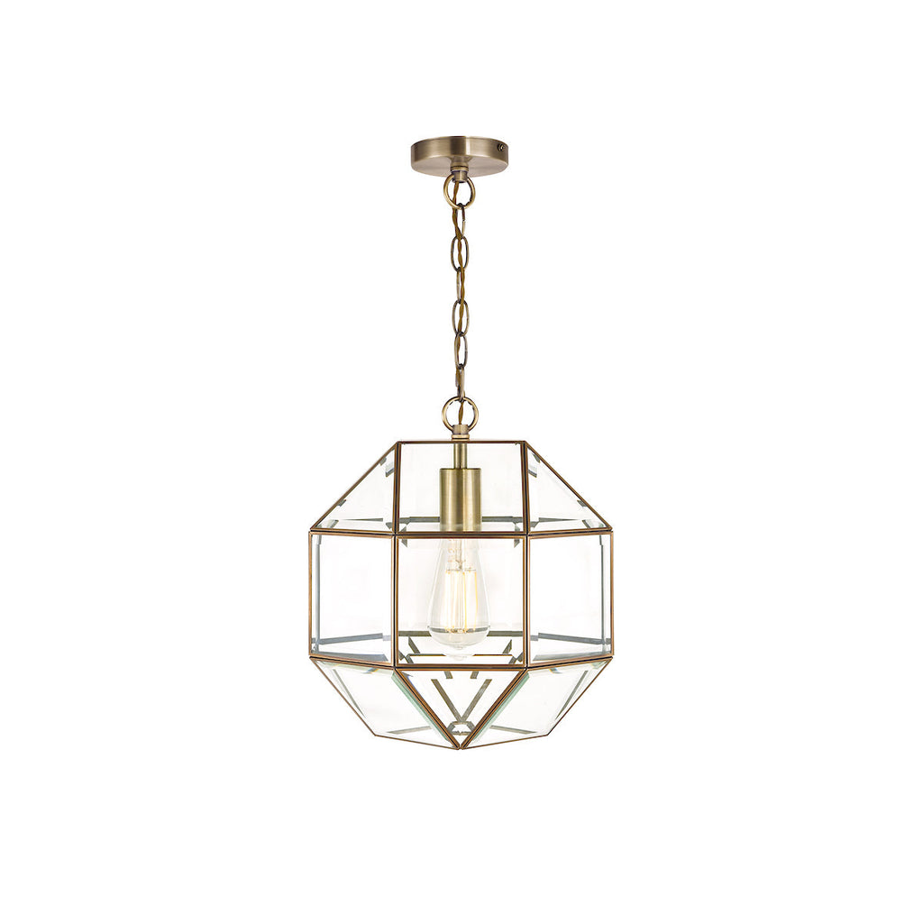 Blackwell Pendant Antique Brass Glass by Laura Ashley